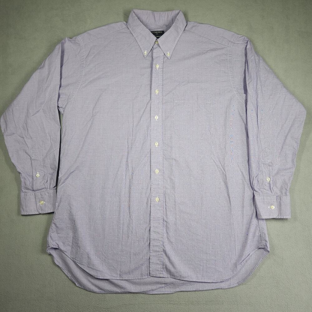 Vtg‎ Gitman Bros Dress Shirt Mens 17.5 Purple Long Sleeve Pocket 100% Cotton USA